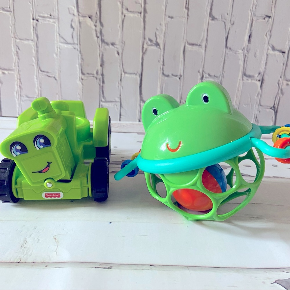 OBall Frog Rattle and Fisher Price Little People Tractor Lot